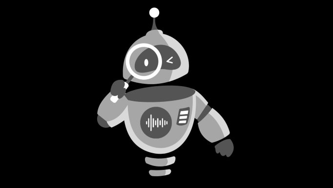 PiccyBot logo featuring a black and white futuristic robot holding a magnifying glass in front of one eye